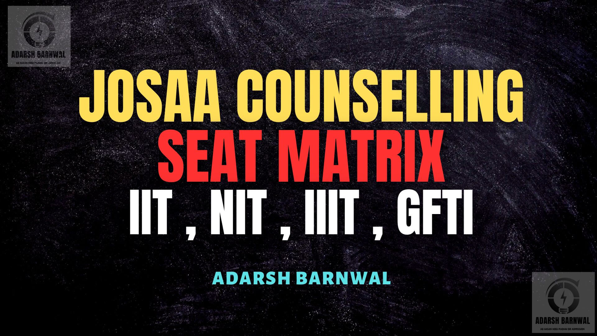 Josaa Counselling Seat Matrix 2025-2026 for IIT , NIT , GFTI , IIITs