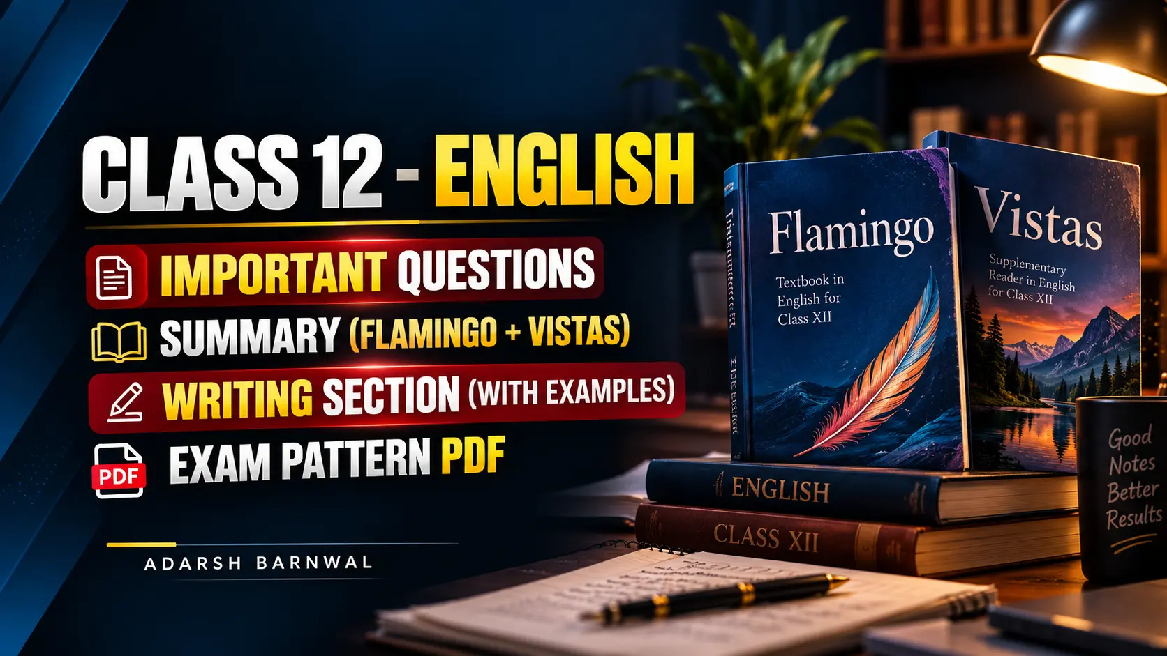 Class 12 English - Exam Pattern, Important Question , Summary , Writing Section Pdf